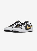 Air Jordan 1 Low White Black Metallic Gold Swoosh