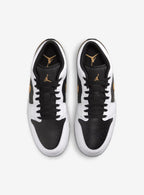 Air Jordan 1 Low White Black Metallic Gold Swoosh