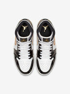Air Jordan 1 Mid Patent Black White Gold
