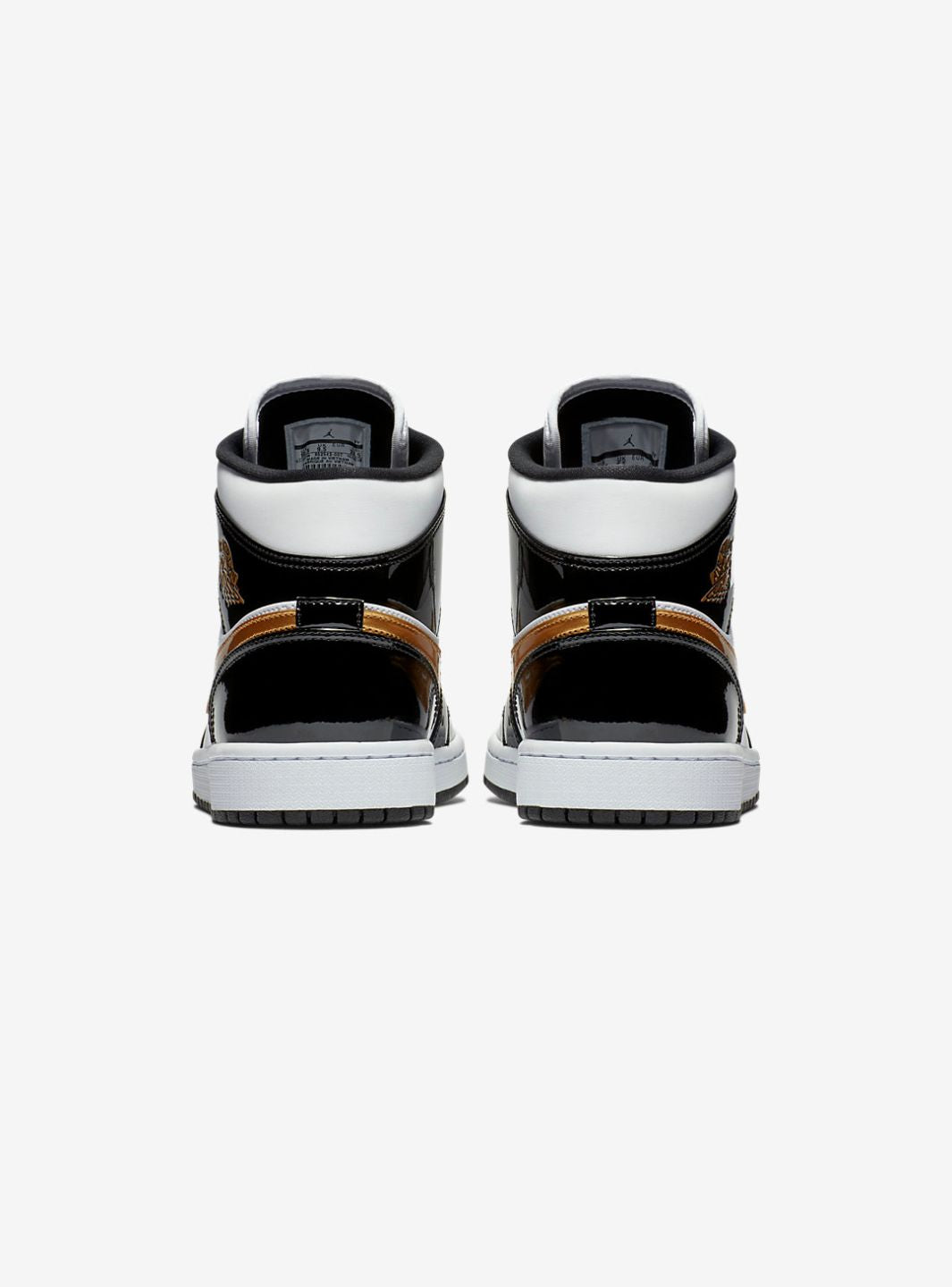 Air Jordan 1 Mid Patent Black White Gold