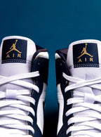 Air Jordan 1 Mid White Metallic Gold Obsidian