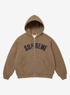 Supreme Arc Thermal Lined Zip Up Hooded Sweatshirt Brown