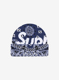 Supreme Bandana Big Logo Beanie Blue