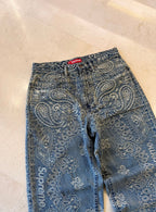 Supreme Bandana Jacquard Baggy Jeans Blue