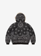 Supreme Bandana Jacquard Denim Hooded Work Jacket Black