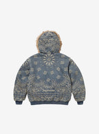Supreme Bandana Jacquard Denim Hooded Work Jacket Blue