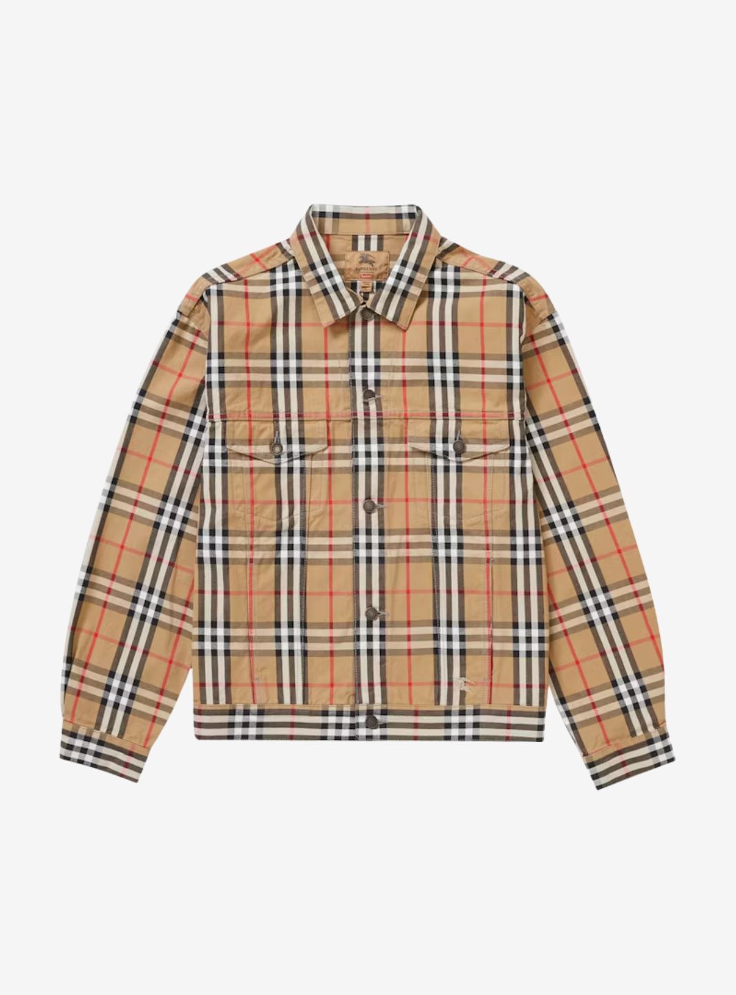 Supreme Burberry Denim Trucker Jacket Beige