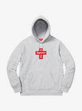 Supreme Cross Box Logo Hooded Sweatshirt Heather Grey