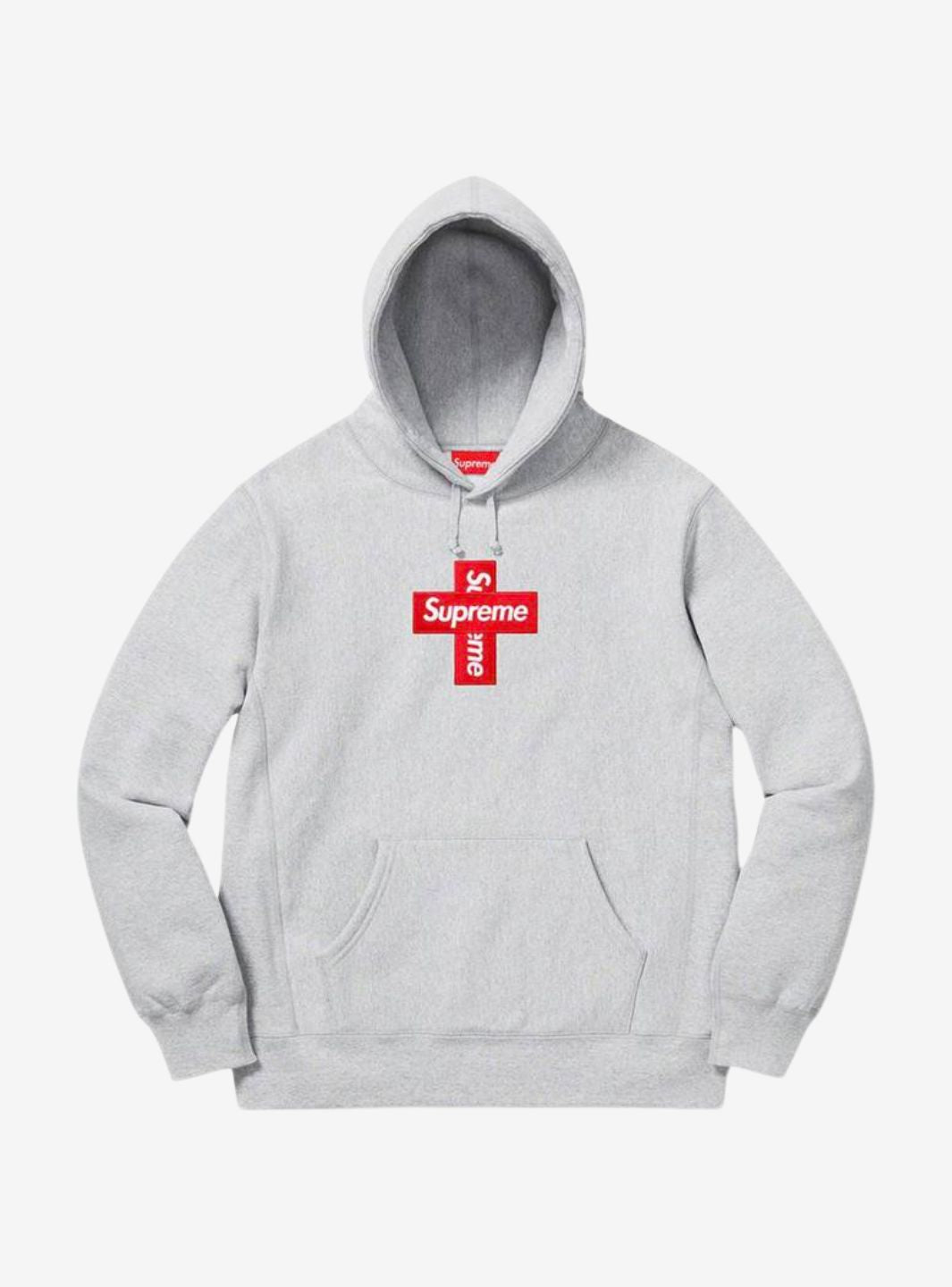 Supreme Cross Box Logo Hooded Sweatshirt Heather Grey
