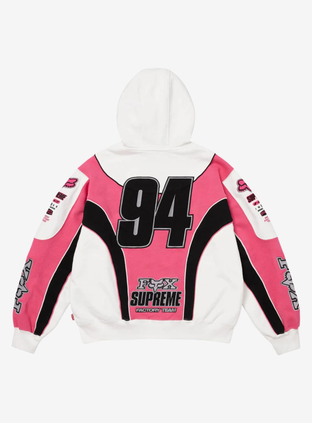 Supreme Fox Racing Zip Up Hooded Sweatshirt White