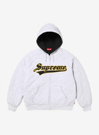 Supreme Quilted Zip Up Hooded Sweatshirt Ash Grey