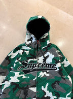 Supreme Quilted Zip Up Hooded Sweatshirt Green Camo