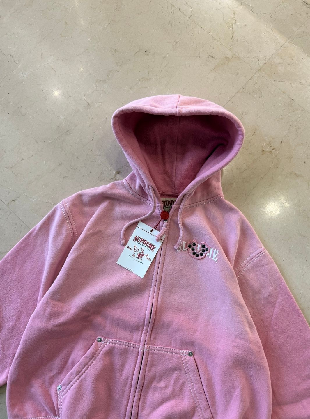 Supreme True Religion Zip Up Hooded Sweatshirt Pink (FW25)